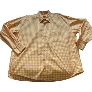 Burberry London Button Down Men's XL Orange Gingham Check Dress Shirt